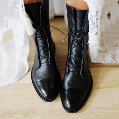 Rita | Leather Flat Noots
